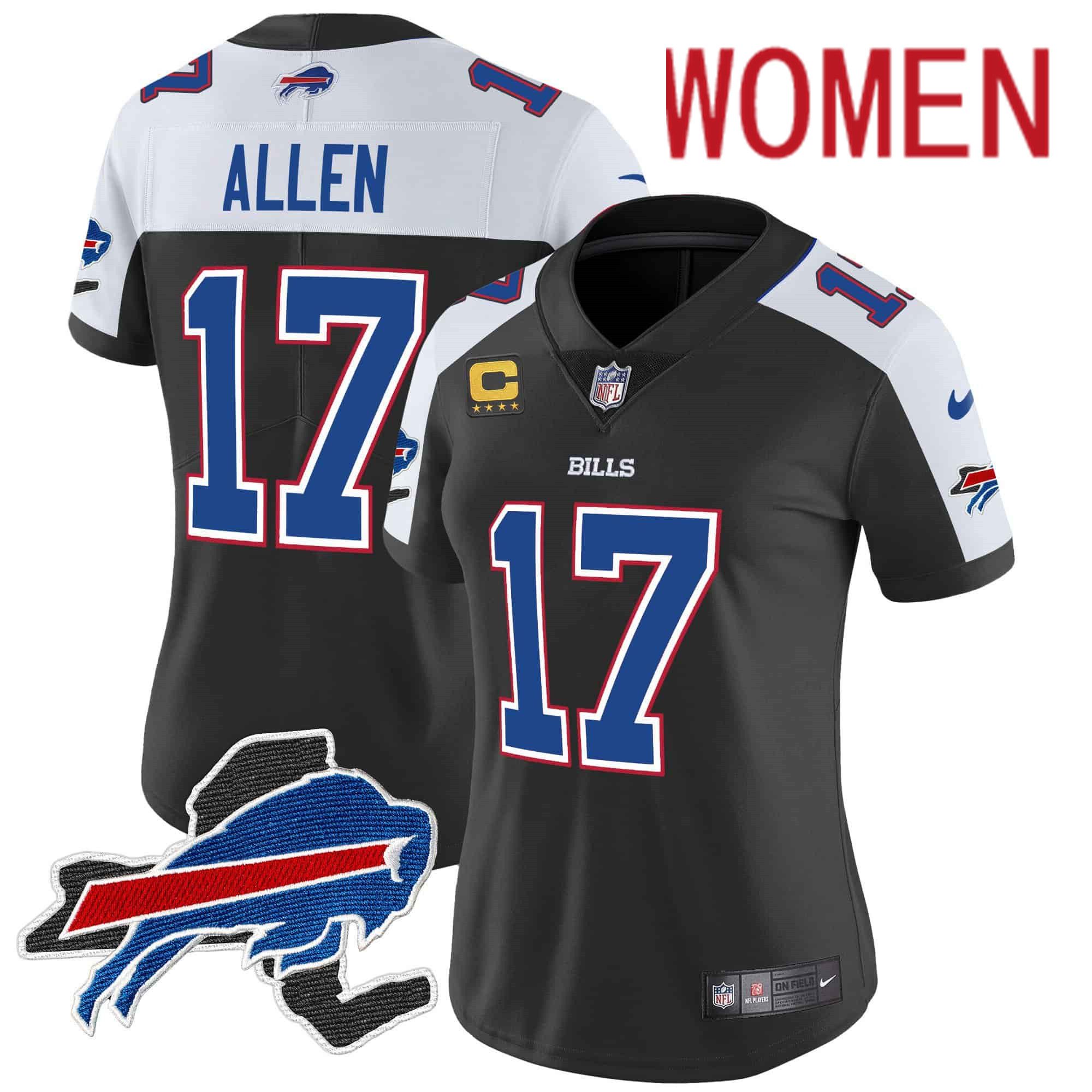 Women Buffalo Bills #17 Allen Black 2024 Nike Patch Vapor Limited NFL Jersey->women nfl jersey->Women Jersey